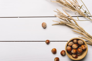 Nuts and dried cereal grass