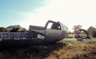 Damage of airplane at field