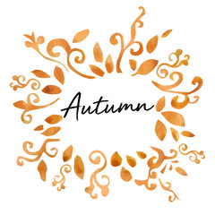 Autumn frame water color art illusttation