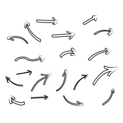 Set of hand drawn arrows. Arrows doodle set