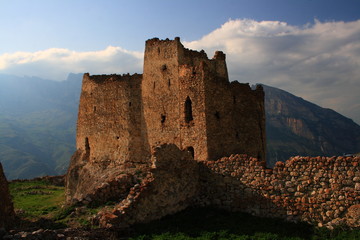 Caucasus. Ossetia. Digory gorge. Battle towers.