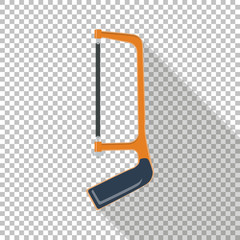 Hacksaw icon with long shadow. Chess transparent background.