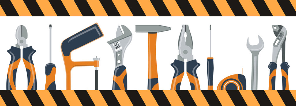 Set of tools for repair and construction. Concept image of work wear.