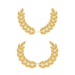 Set of laurel wreaths vectors. Laurel wreath with golden ribbon