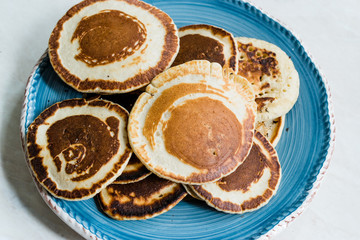 Stack of Plain Pancakes in Plate.