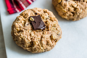 Homemade Oatmeal Cookies with Bitter Chocolate Piece