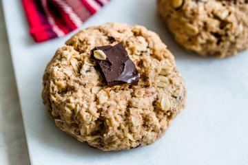 Homemade Oatmeal Cookies with Bitter Chocolate Piece