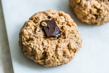 Homemade Oatmeal Cookies with Bitter Chocolate Piece