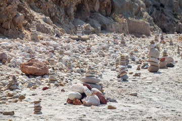 pretty rock sculpture on beach