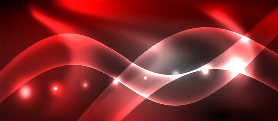 Glossy glowing neon light wave background