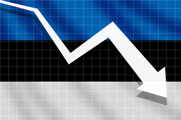 arrow fall down on the background of the Estonia flag