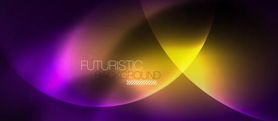 Shiny neon color light with circles abstract background