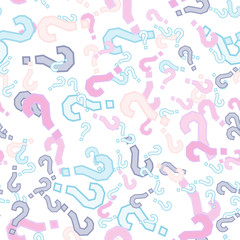 Quiz seamless pattern. Question marks, doubt, faq