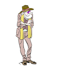 Portrait of an elegant elderly man. Old dude. Avatar of a happy grandfather with a beard.