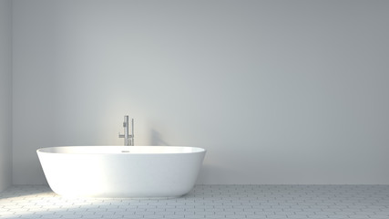 Naklejka na ściany i meble clean bathroom white wall minimalist scandinavian design 3d rendering,Interior decoration of the bathroom background