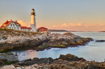 Fototapeta na wymiar Portland Head Lighthouse at Cape Elizabeth, Maine, USA.
