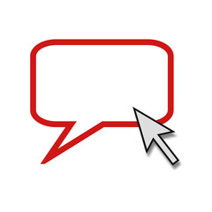Sprechblase mit Mauspfeil als Symbol f&uuml;r Kontakt, Dialog oder Kommentar