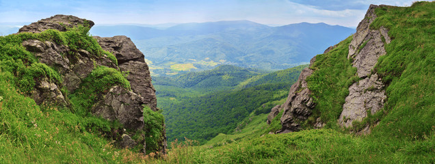 Fototapeta na wymiar Panorama of rocks on Pikuy mount