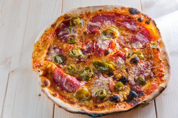 Italian food culture wiht snack on a wooden table