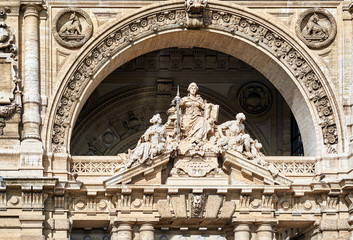 Detail of the Palace of Justice or Supreme Court of Cassation in Rome, Italy.