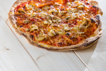 Italian food culture wiht snack on a wooden table