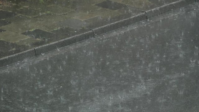 Heavy rain flood on the streets