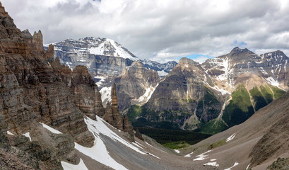 View of the Paradise Valley on the other side of the Sentinel Pass and Grand Sentinel that is an...