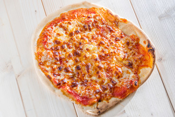 Italian food culture wiht snack on a wooden table