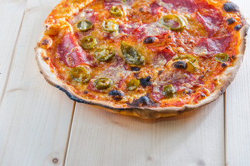 Italian food culture wiht snack on a wooden table
