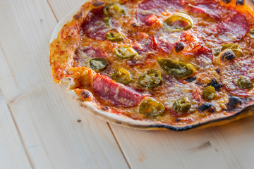 Italian food culture wiht snack on a wooden table