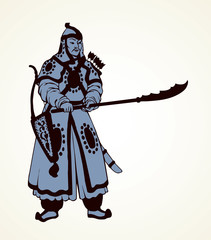Obraz premium Vector drawing of Chinese warrior