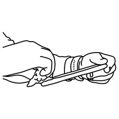 close-up hand cleaning mobile phone vector illustration sketch doodle hand drawn with black lines isolated on white background