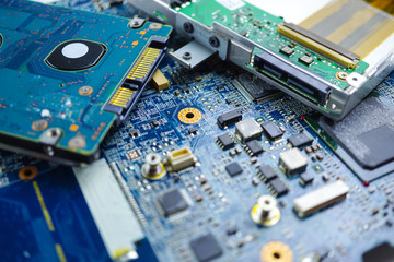 Computer circuit cpu chip mainboard core processor electronics device : concept of data, hardware,...