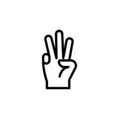 3 finger hand gesture outline icon. Element of hand gesture illustration icon. signs, symbols can be used for web, logo, mobile app, UI, UX