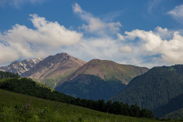 Fototapeta na wymiar Mountains near the city of Almaty, Kazakhstan. Summer in the mountains, Kaskelen Gorge