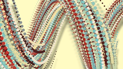 Obraz premium 3D illustration,3D rendering, abstract geometric background, circle point line together into a line Rotate together into a rope Soft tones