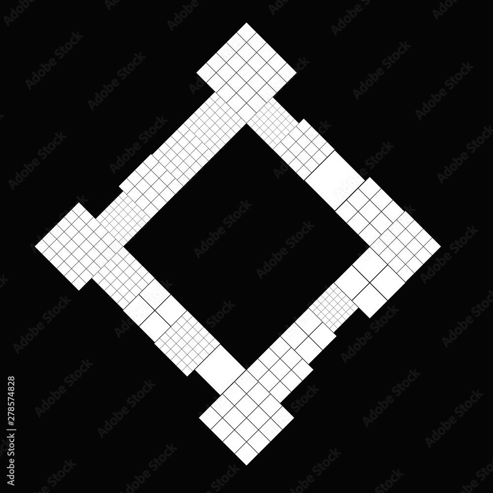 Poster minimal monochrome diagonal square badge decoration frame - abstract vector graphic design with blan