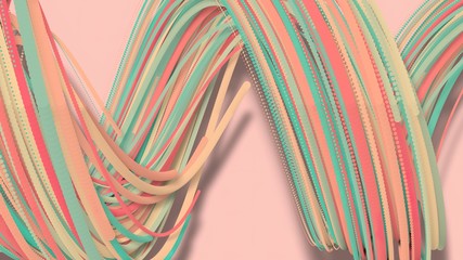 3D illustration,3D rendering, abstract geometric background, lines The circle points are very close together. Until seeing a free curve Many lines that rotate together into a rope. Light pink tone