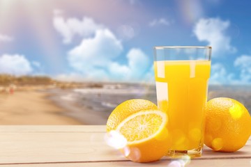 Orange juice and slices of orange on background © BillionPhotos.com