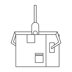logistic and delivery shipping cartoon in black and white
