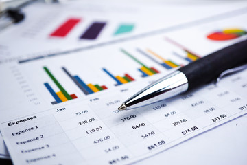 Charts Graphs spreadsheet paper. Financial development, Banking Account, Statistics, Investment...