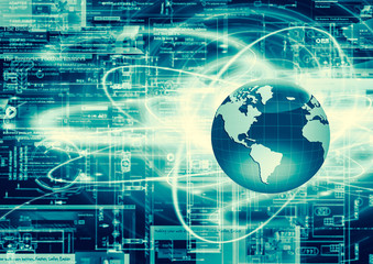 Best Internet Concept of global business. Globe, glowing lines on technological background. Wi-Fi, rays, symbols Internet, 3D illustration