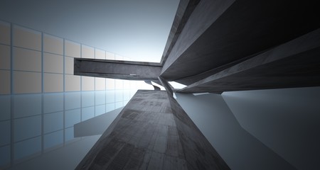 Obraz premium Abstract architectural concrete interior of a minimalist house. 3D illustration and rendering.