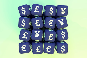 Illustrations of cube or block, business finance