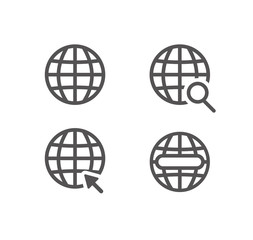 Globe icon symbol set, Web icon set vector. website, homepage.Connection earth illustration on white background