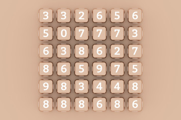 Number sign or symbol, cube or block for design texture, background. 3D render.