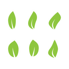 Green leaf. Bio eco logo set. leaf icon