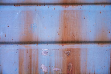 background texture old blue metal wall with rust