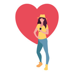 young woman using smartphone social media