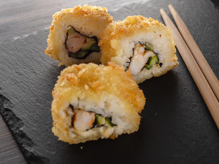 homemade rolls in tempura. Japanese food